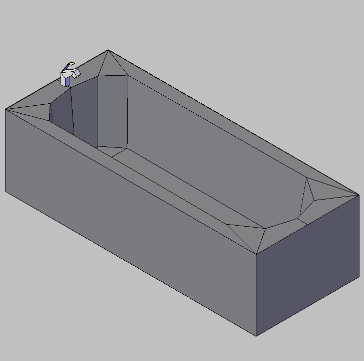 Bloque Autocad Vista de Bañera 02 en 3D